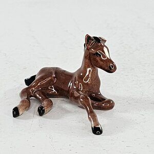 Hagen Renaker Foal Horse Lying Down Bay Miniature Figurine Brown *AS IS*
